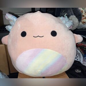 Squishmallows axolotl Pink and Rainbow Stuffed Animal